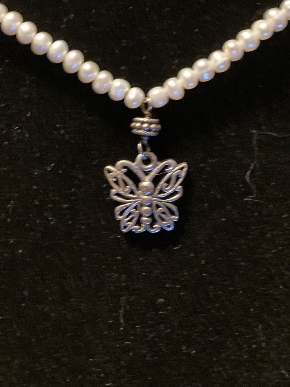 Sterling and freshwater pearl necklace, 15”
